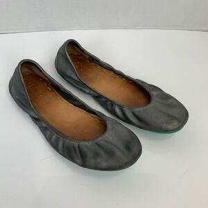 Tieks Sz 11 Metallic Pewter Gray Leather Flats